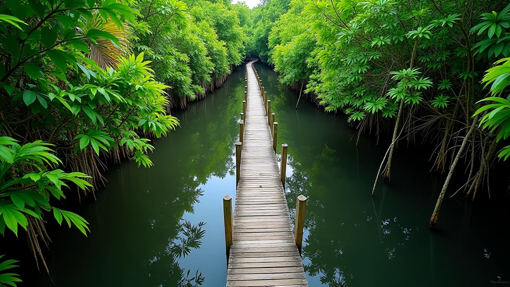 Vista aérea de canales de manglar en Jobos de Isabela